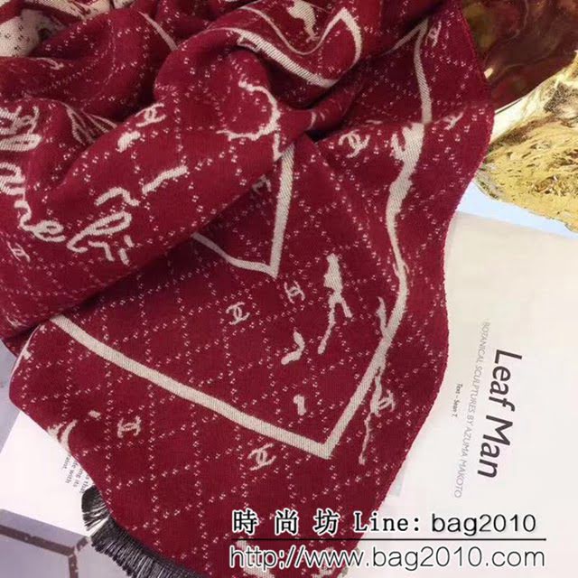 CHANEL香奈兒專櫃 經典格紋le boy chanel羊毛羊絨圍巾 LLWJ6730